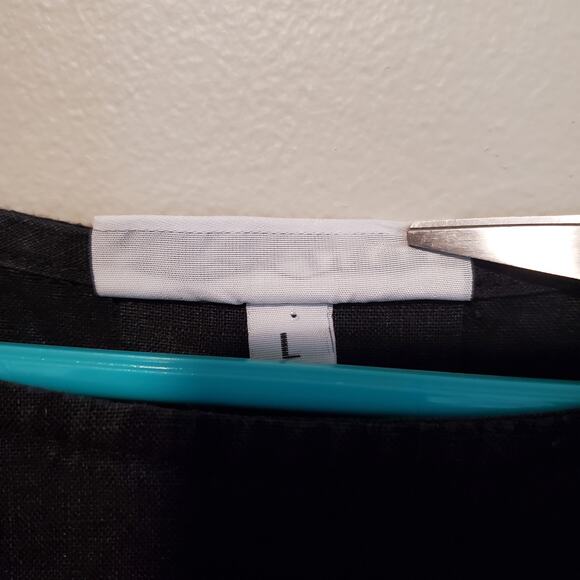 bryn WALKER Fran 100% Linen Bell Sleeve Black Flowy Top - Large - Picture 4 of 8